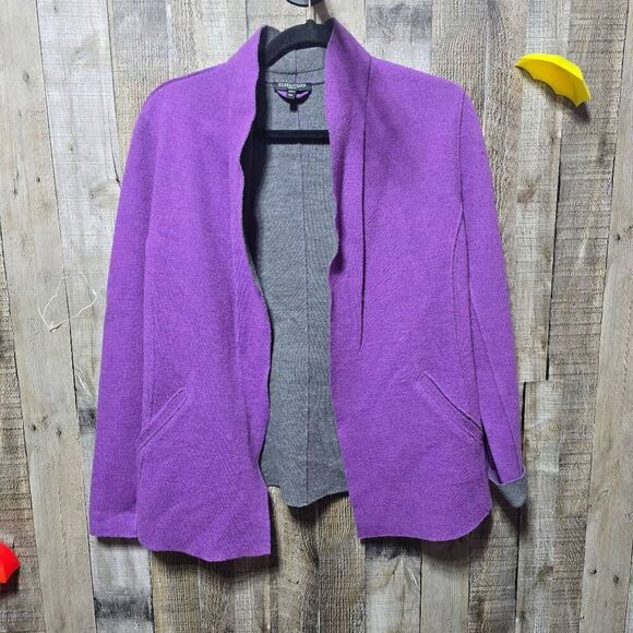 Eileen Fisher Purple Merino Wool Cardigan MP - Picture 1 of 4